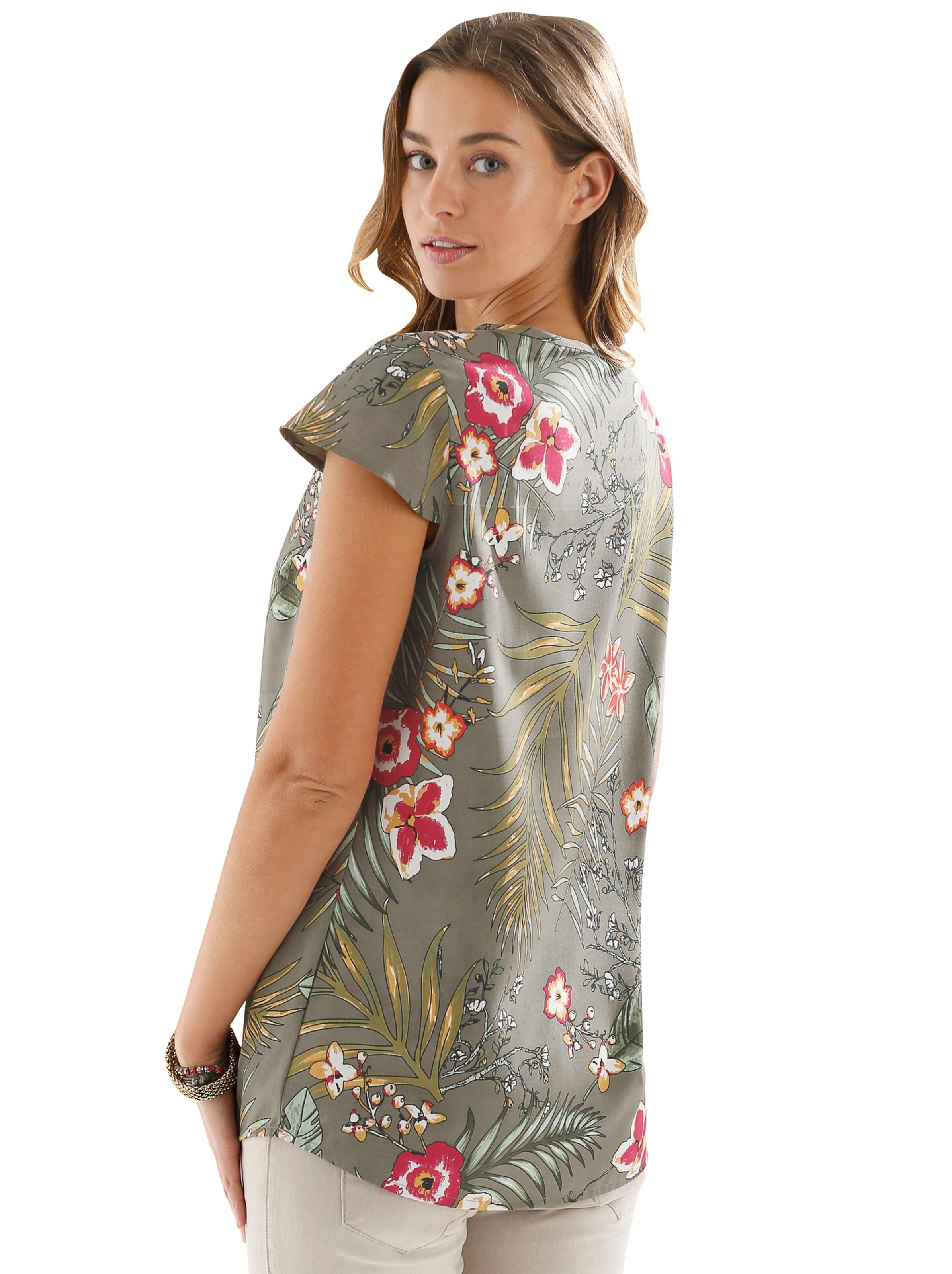 Bluse - oliv-gemustert