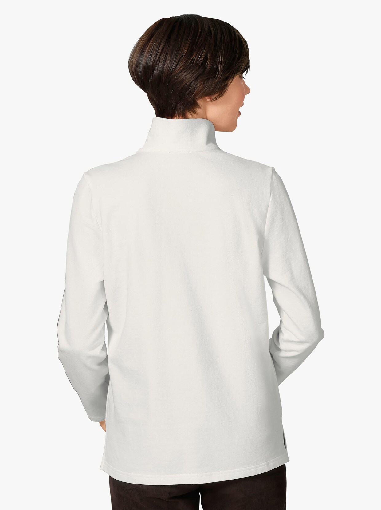Tričko s dlouhým rukávem - vlněná bílá-vzor