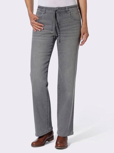 Jeans mit Bindegürtel - stone-grey-denim