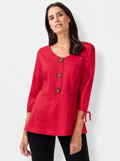 3/4-Arm-Shirt mit Bindebändchen am Ärmel - erdbeere