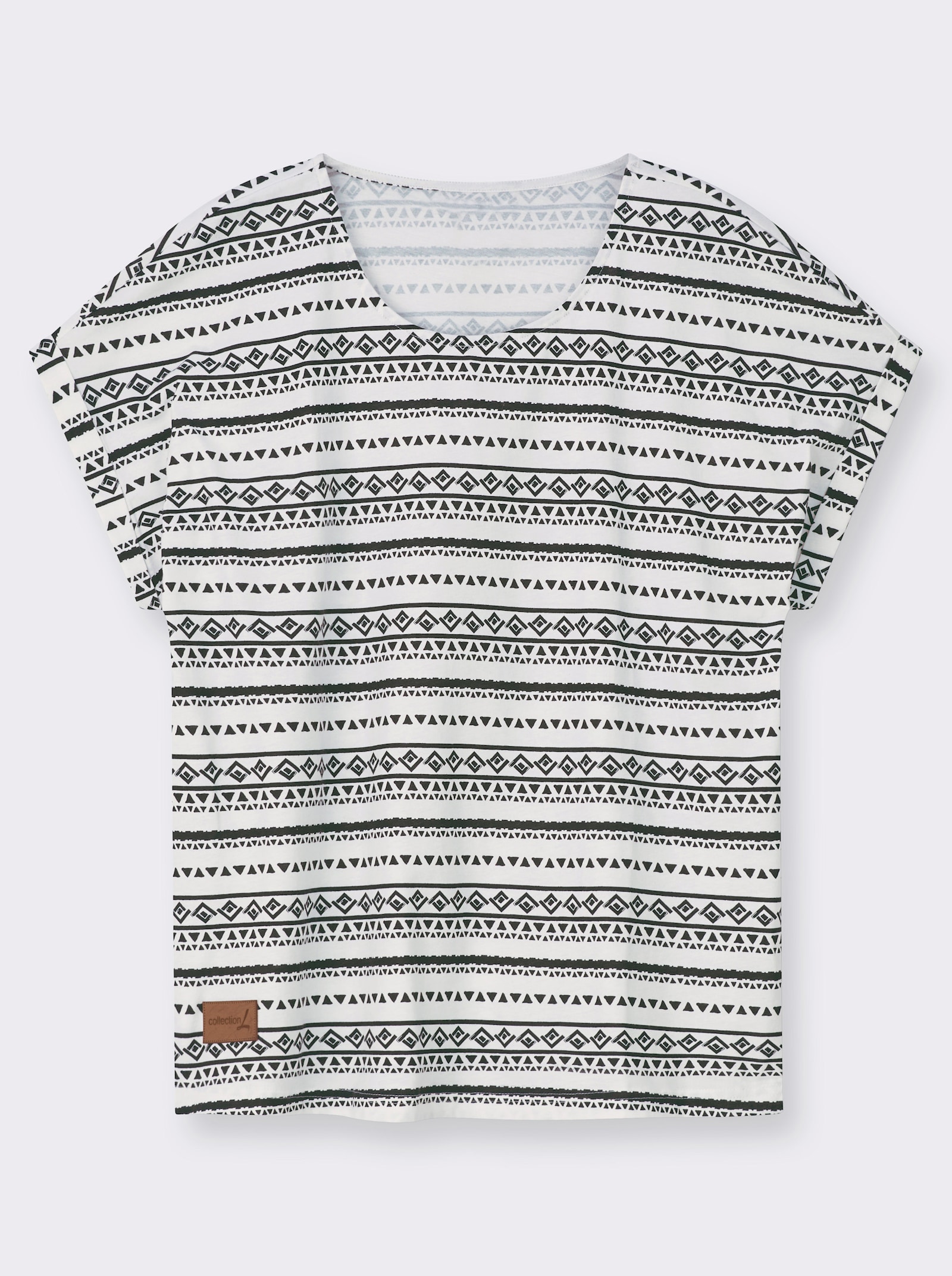 Print-Shirt mit Rundhals-Ausschnitt - ecru-schwarz-bedruckt