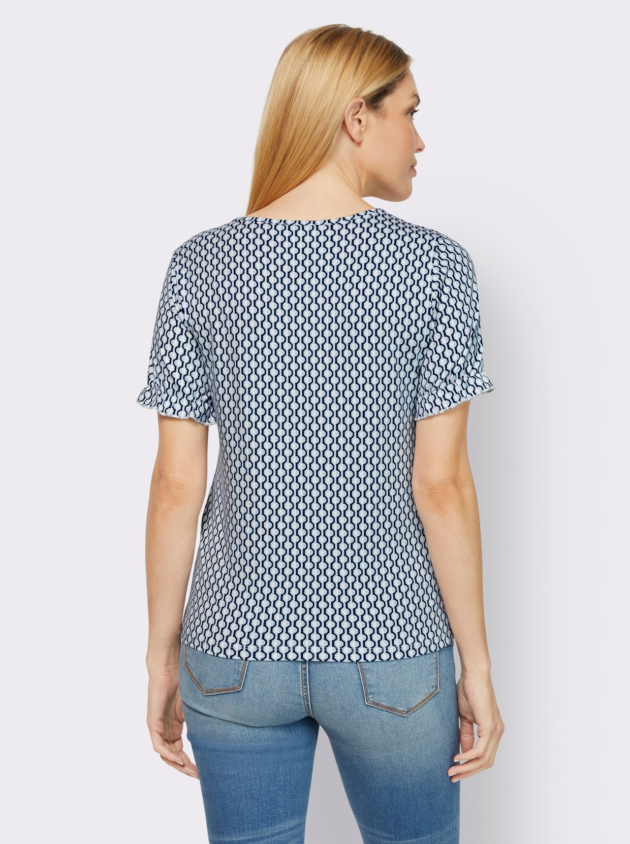 heine Bedrukt shirt - marine/ecru geprint