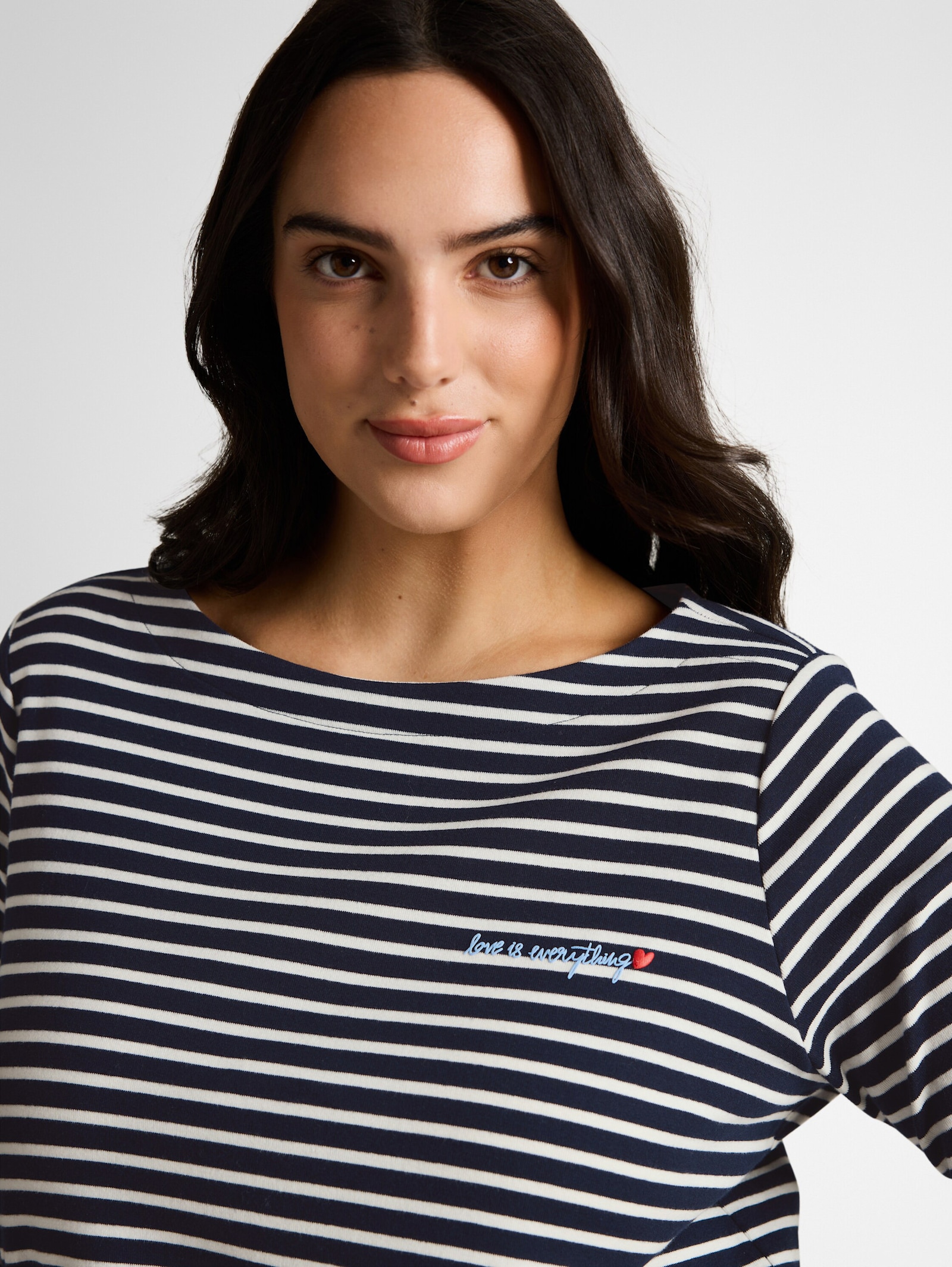 T-Shirt - navy blue offwhite stripe