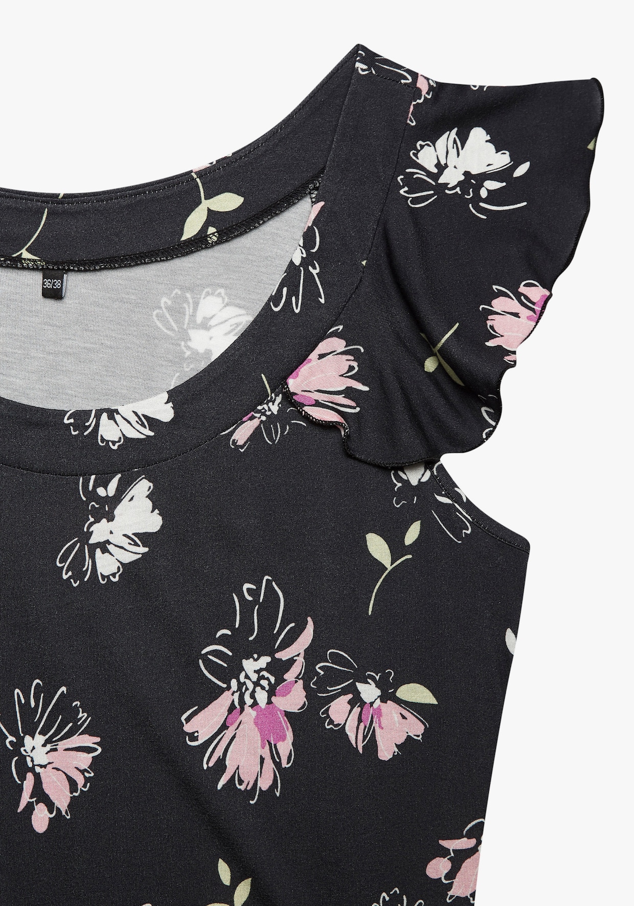 Vivance Shirt met ronde hals - zwart/mauve bedrukt