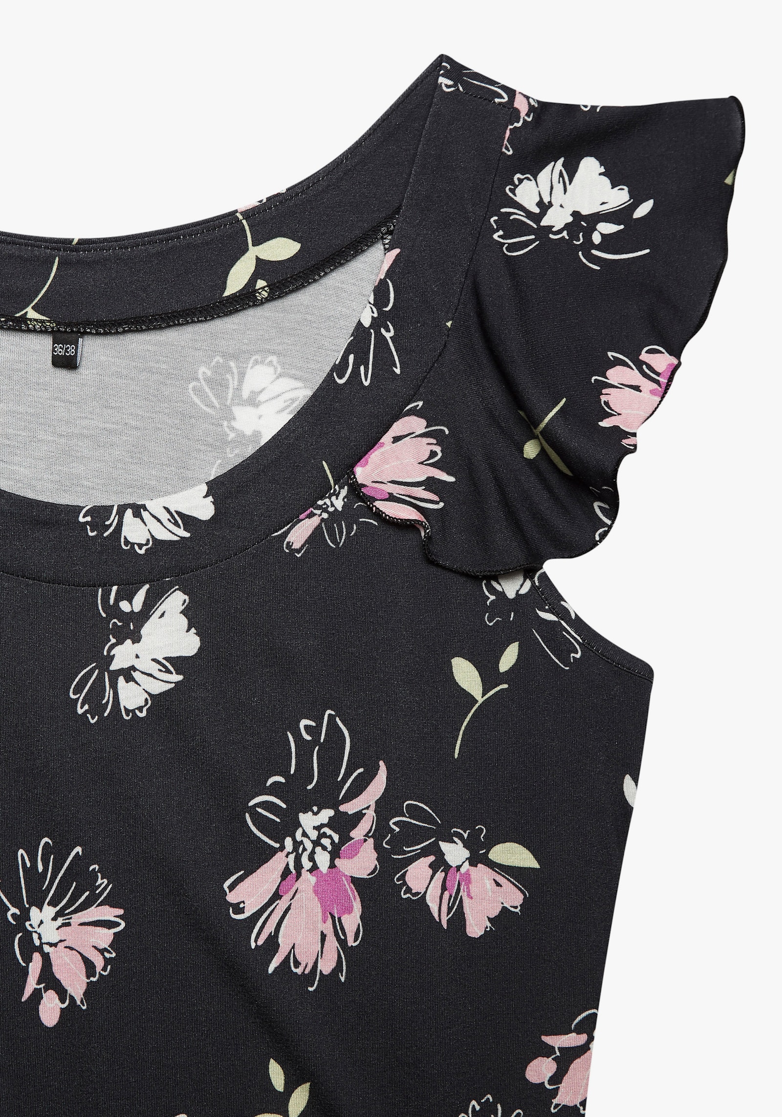 Vivance Rundhalsshirt - schwarz-mauve bedruckt