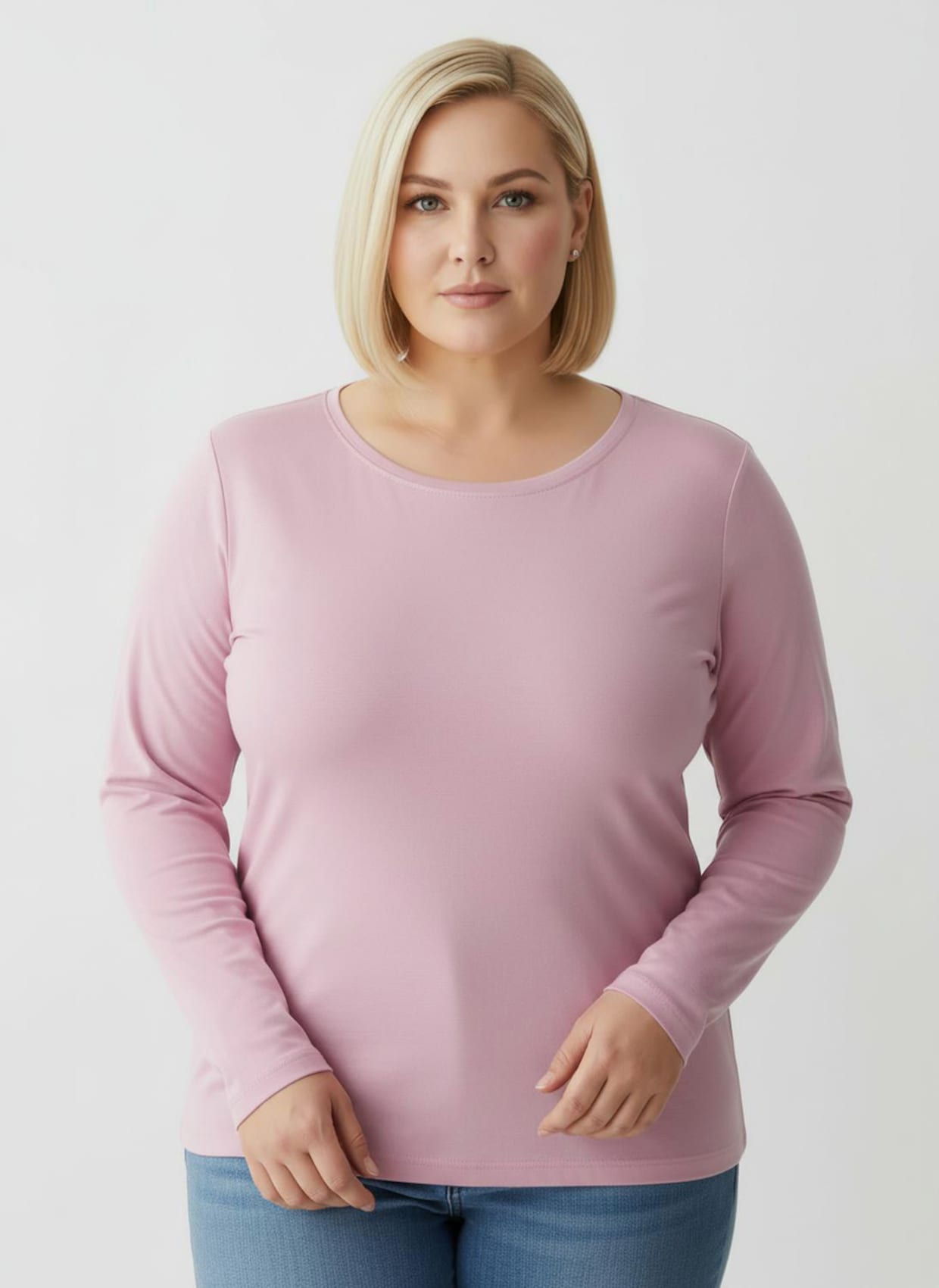 Rundhalsshirt mit zertifizierter Baumwolle - rosé