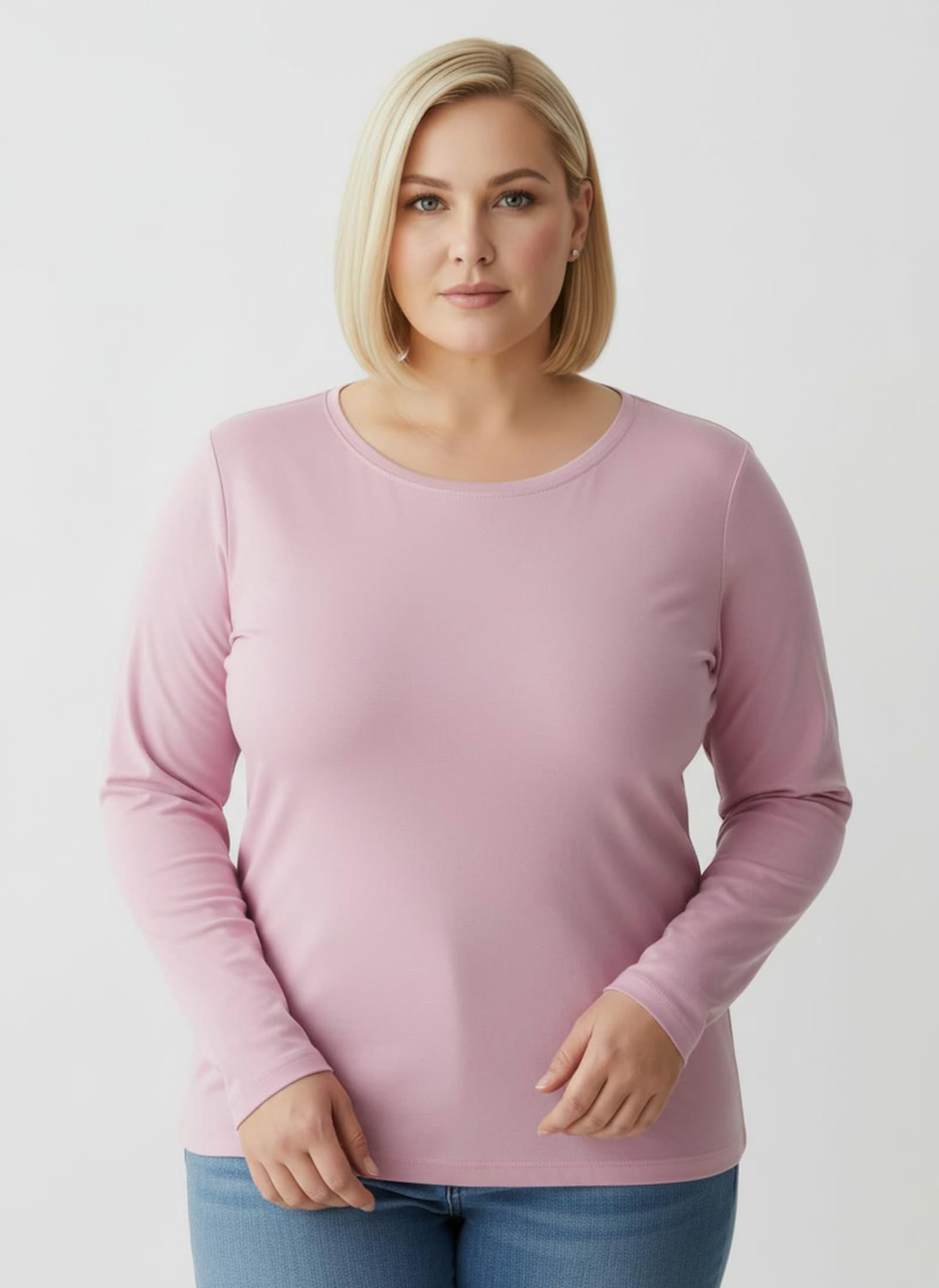 Rundhalsshirt mit zertifizierter Baumwolle - rosé