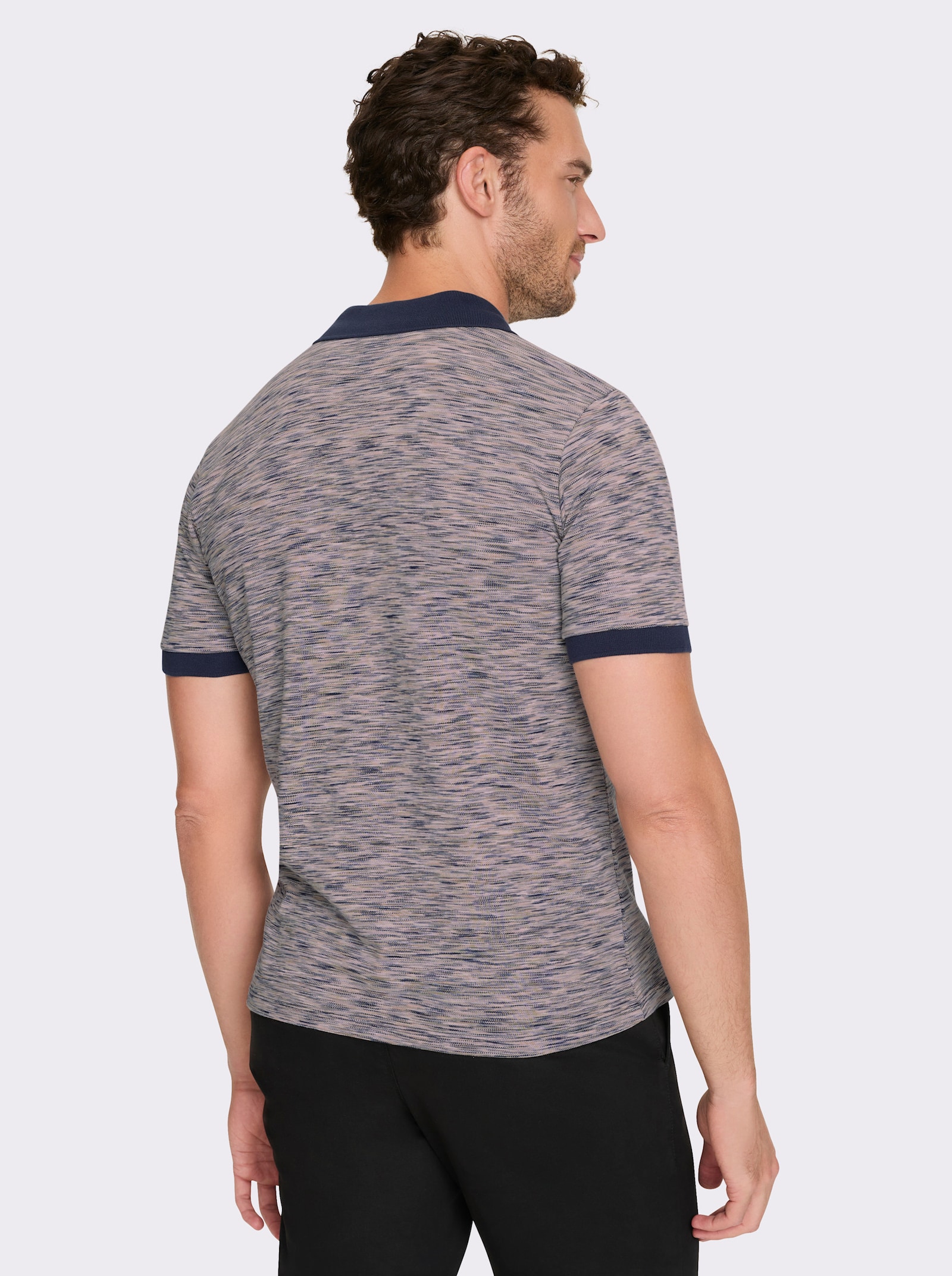 Marco Donati Kurzarmshirt in Pikee-Qualität - camel-gemustert