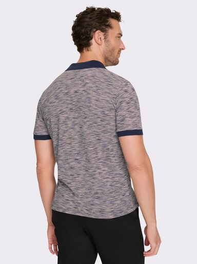 Marco Donati Kurzarmshirt in Pikee-Qualität - camel-gemustert