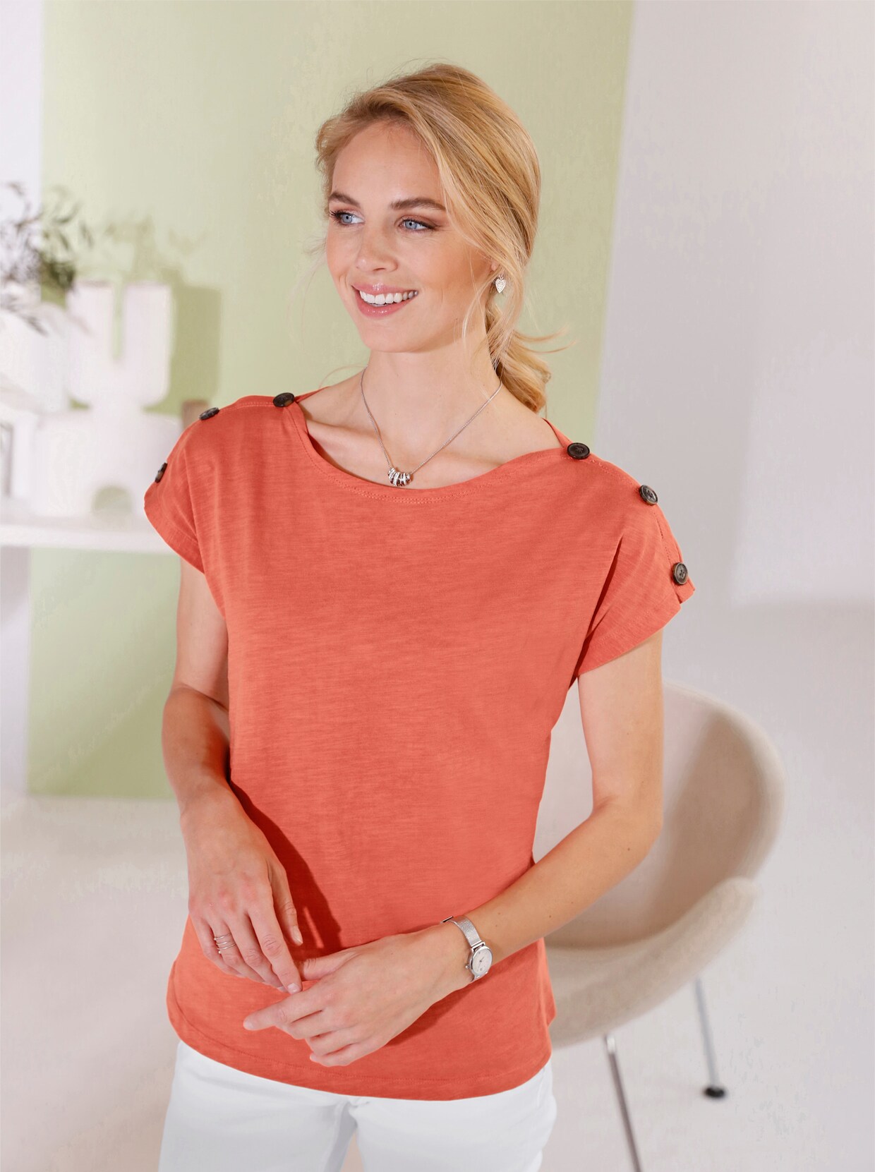 Shirt met korte mouwen - mandarijn