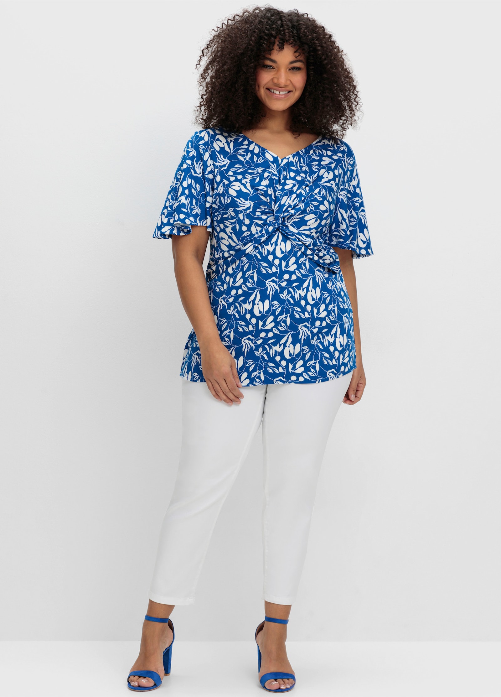 sheego Tunika mit Flügelärmeln - kobalt-gemustert