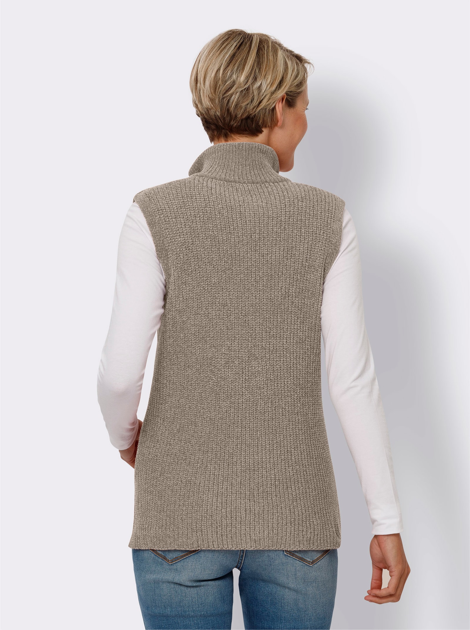 Slip-over met opstaande kraag en ritssluiting - sesam