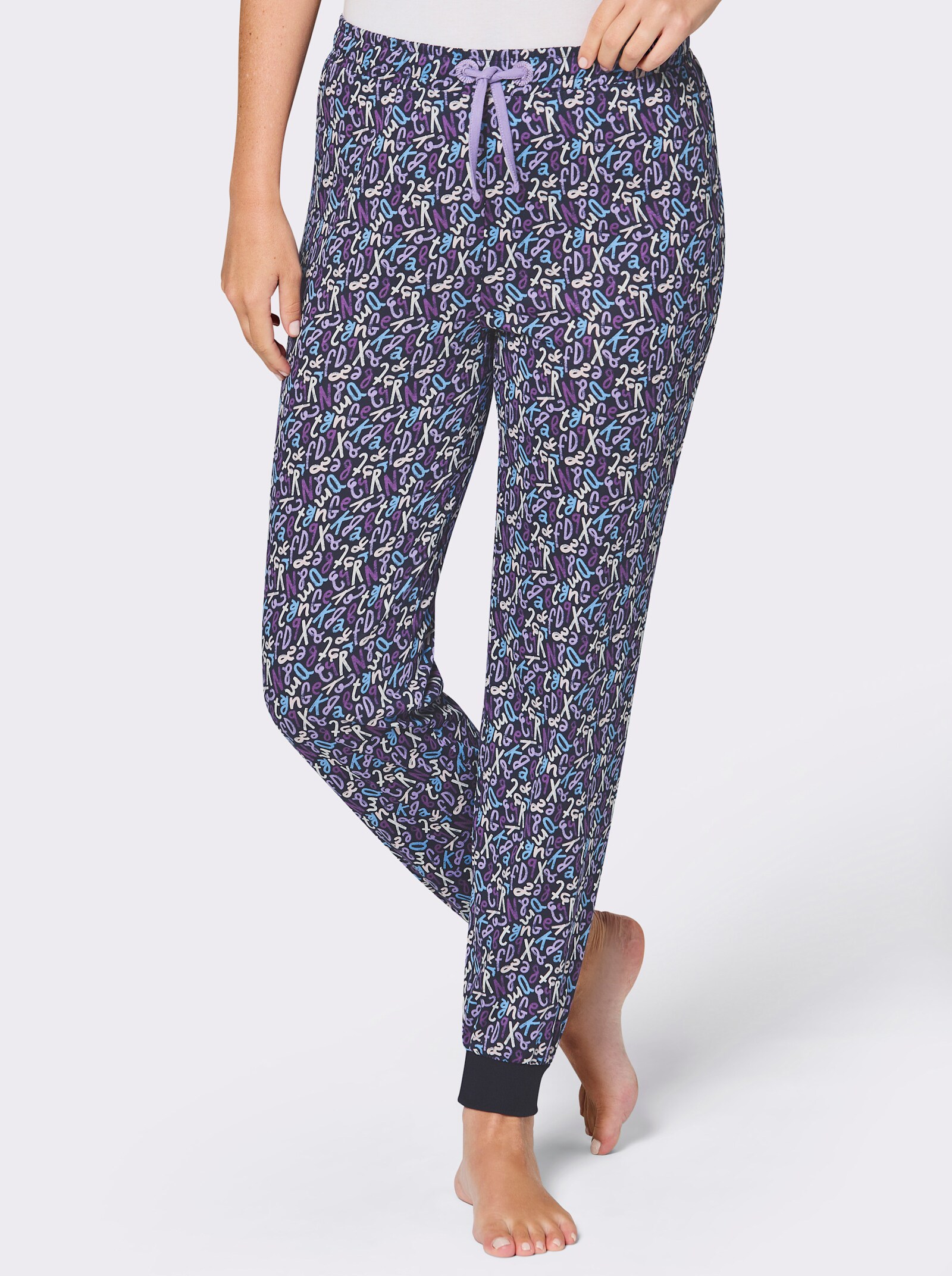 wäschepur Schlafanzughose mit Bündchen - marine-lavendel-bedruckt