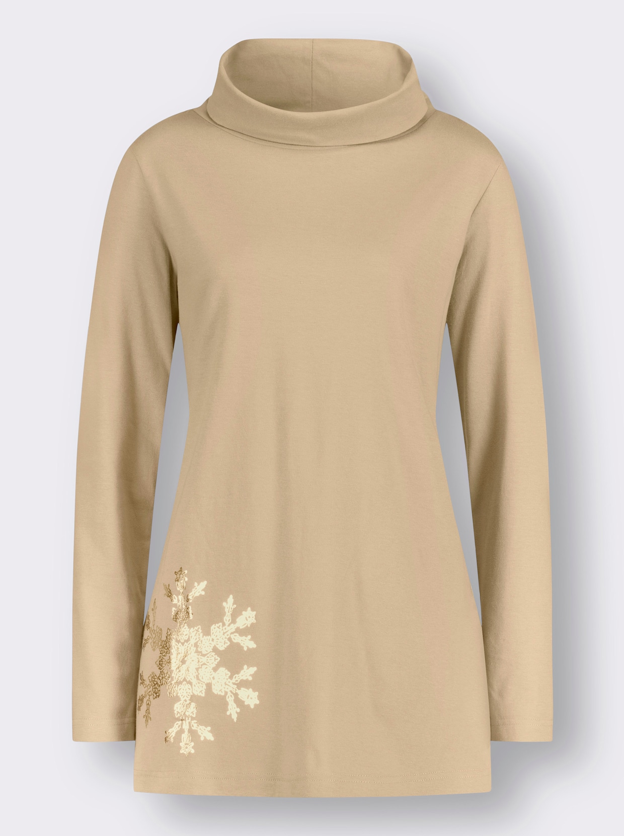 Lang shirt - beige geprint