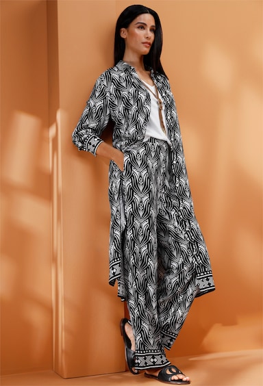 heine Longbluse mit Druck-Dessin - ecru-schwarz-bedruckt