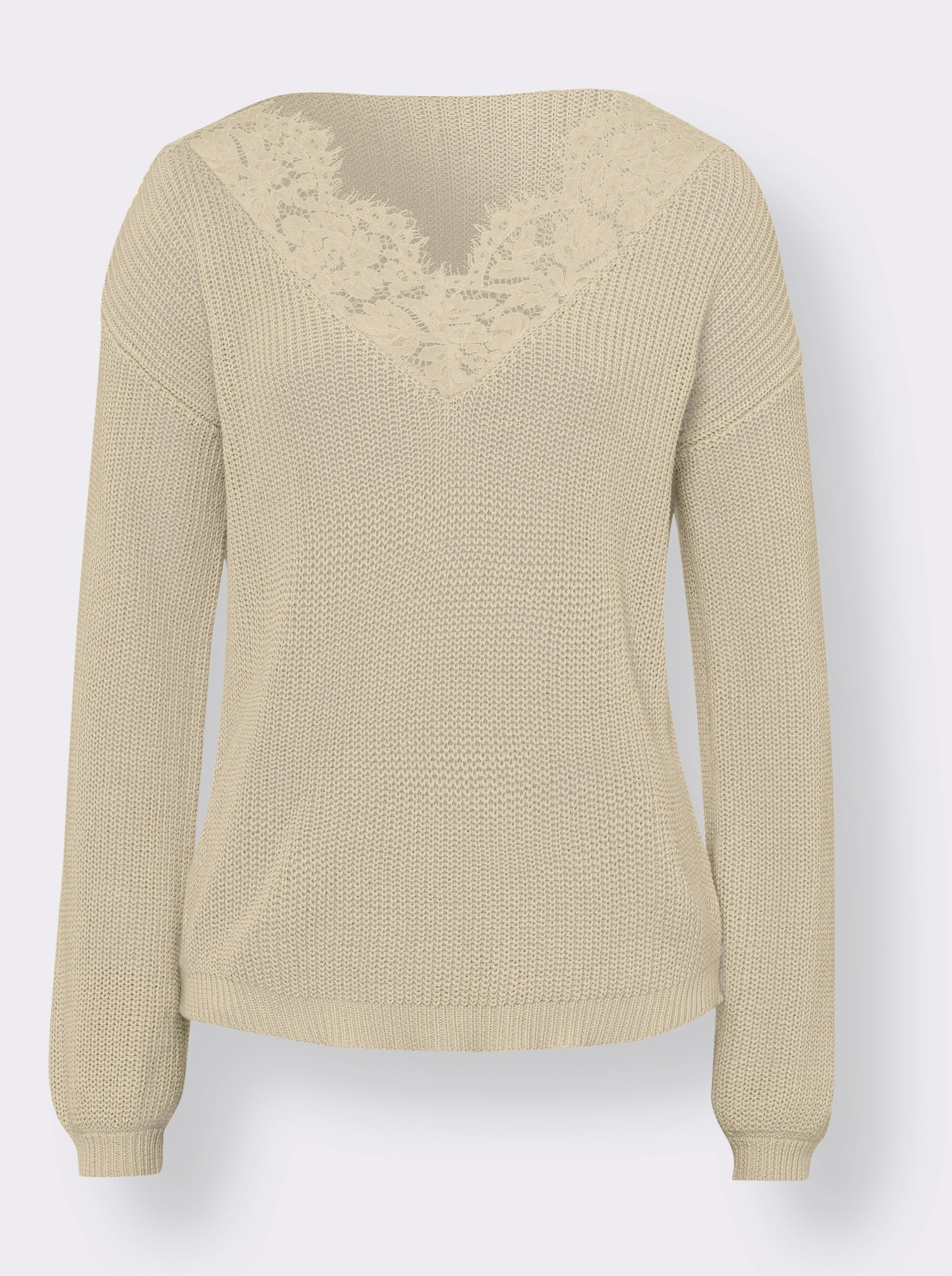heine V-Ausschnitt-Pullover mit Spitze - sand