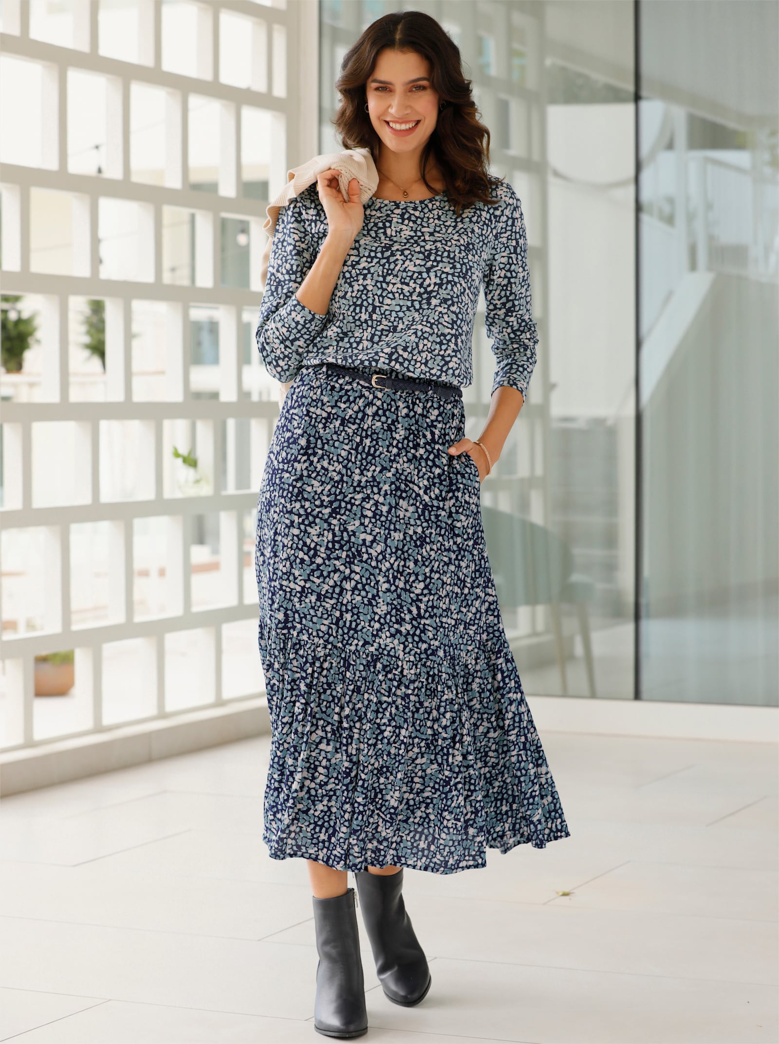 Print-Shirt in bewegungselastischer Qualität - marine-jade-bedruckt