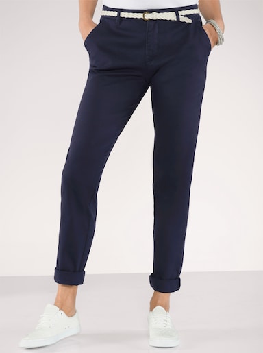 Boyfriend-Hose mit Gürtelschlaufen - marine