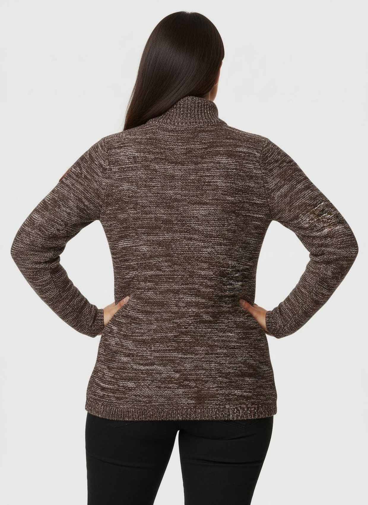 Troyer mit gerippten Abschlüssen - schoko-meliert