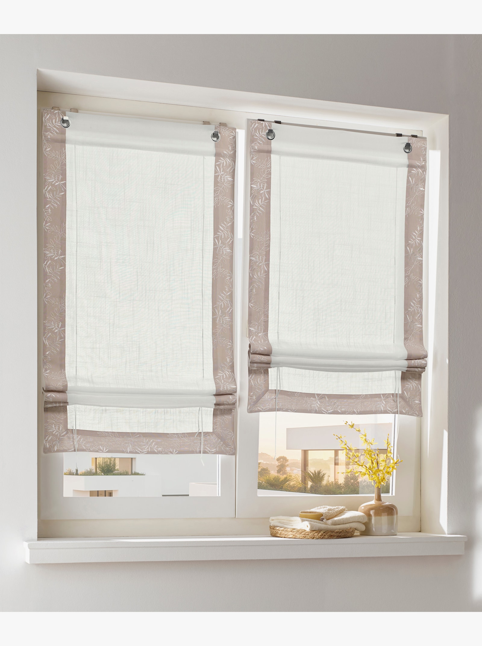 heine home Bändchenrollo - weiß-beige