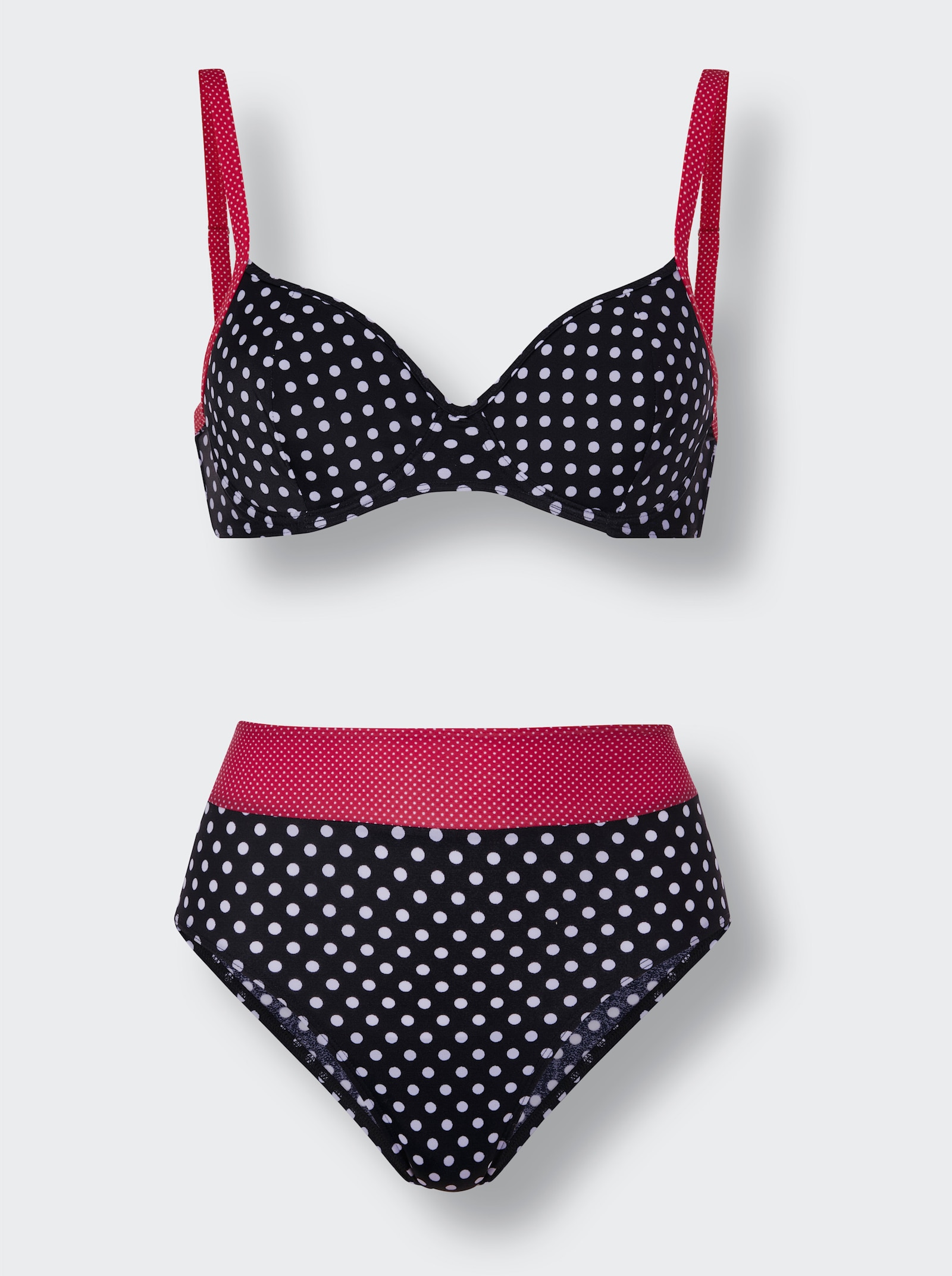 feel good Bikini in Tupfen-Dessin - schwarz-rot-bedruckt