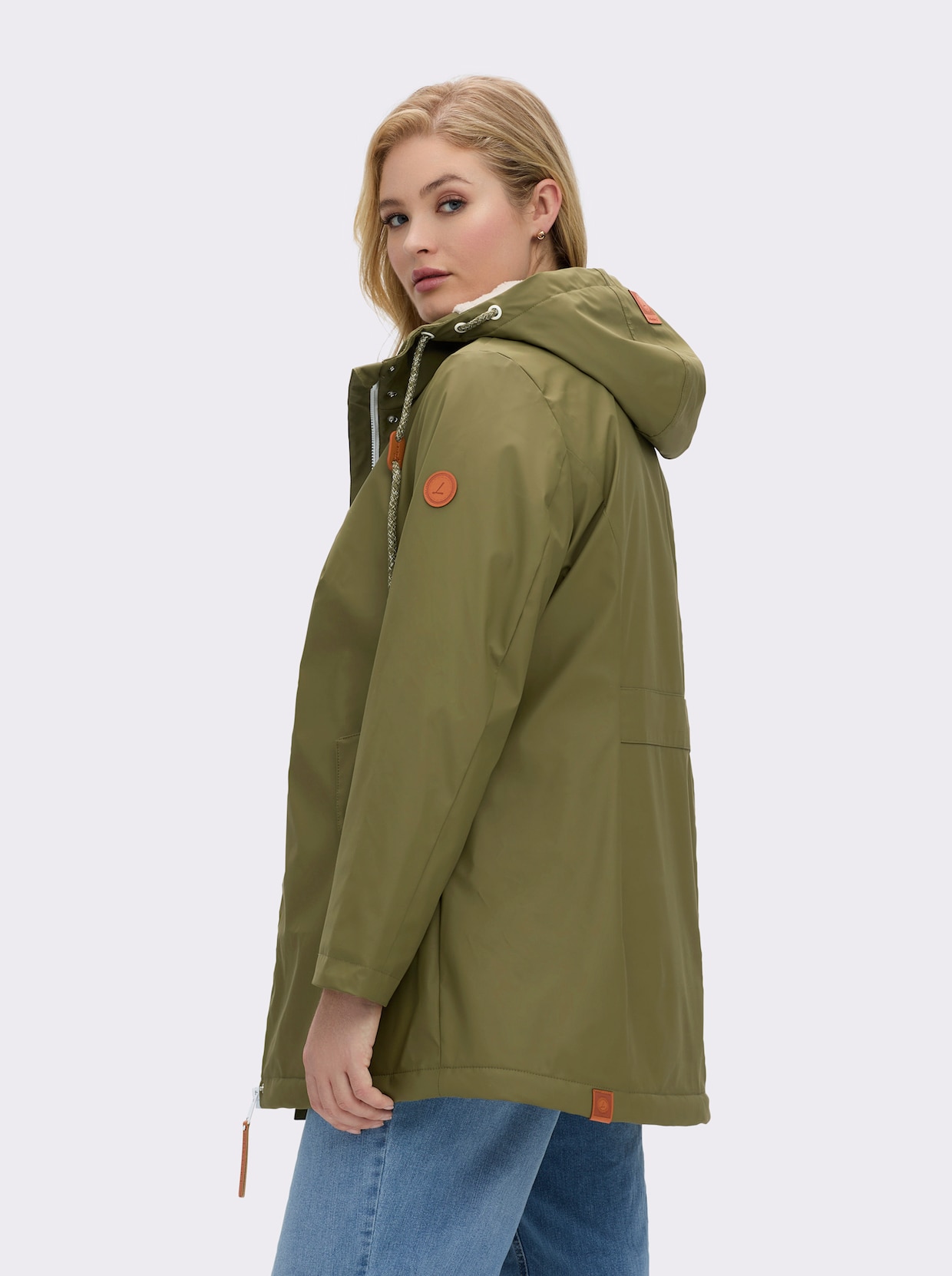 Jacke mit Teddy-Futter - oliv