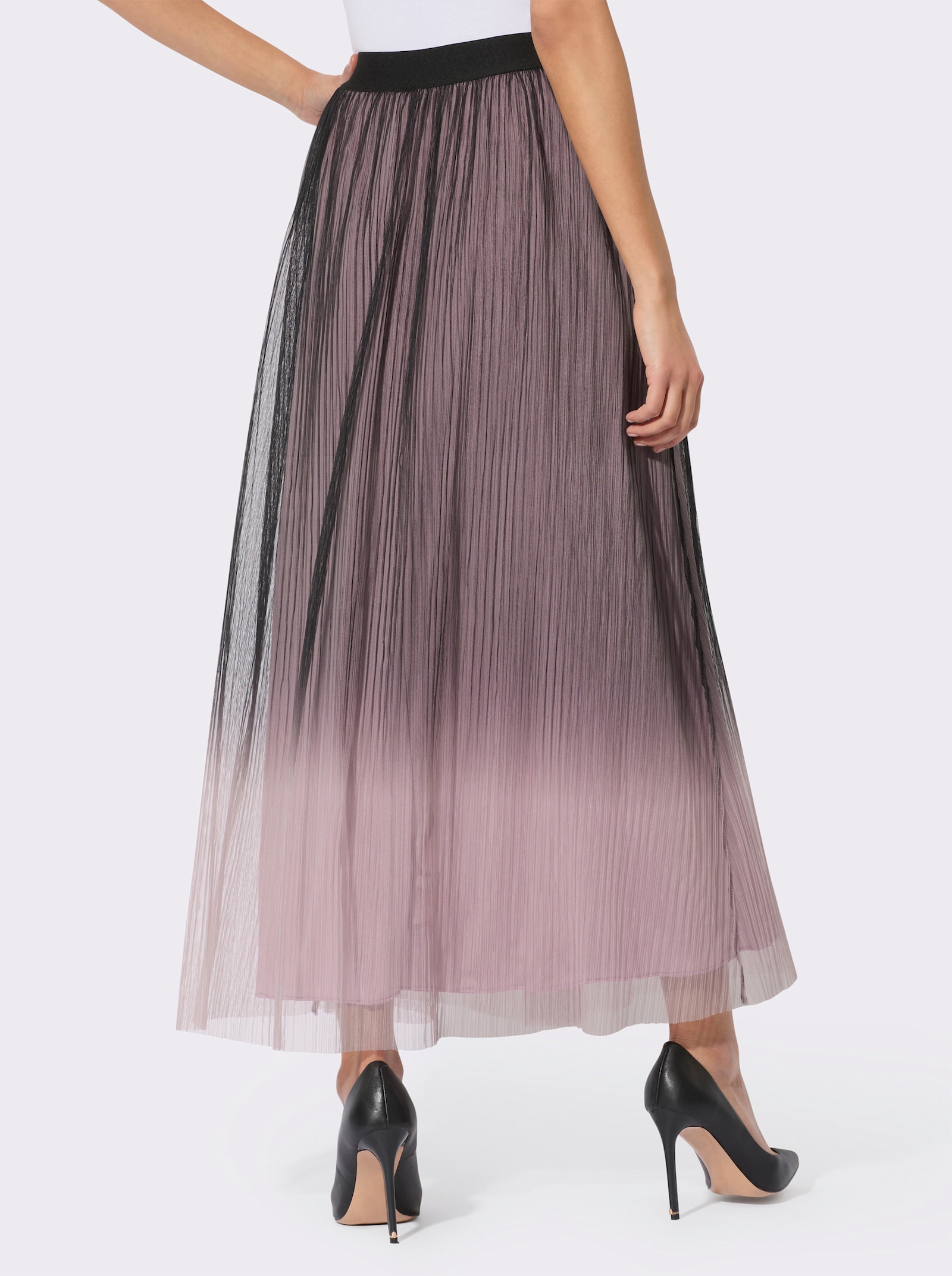 Jupe en maille avec dégradé de couleurs - noir-mauve imprimé