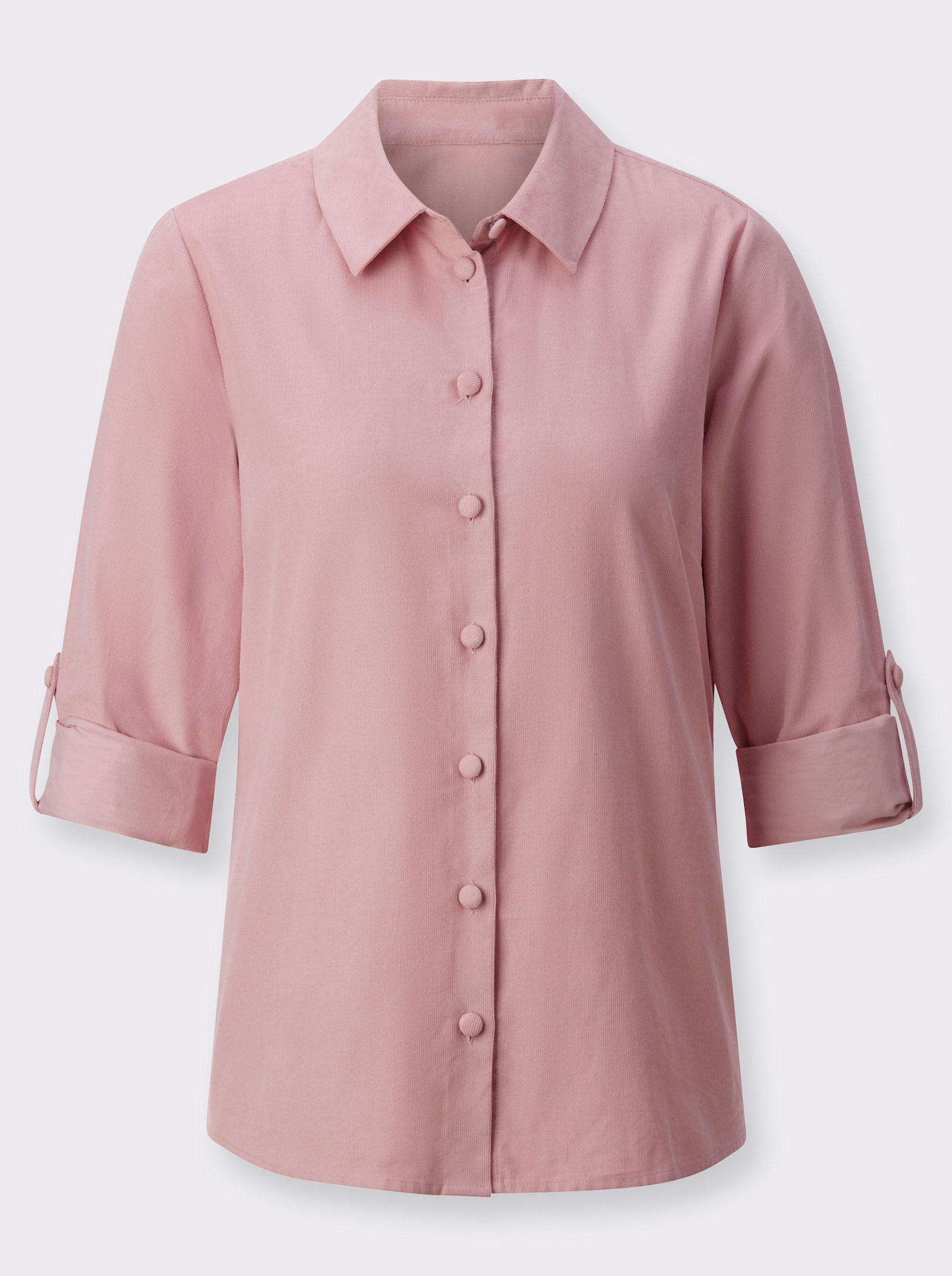 Overhemdblouse van ribcord - hortensia