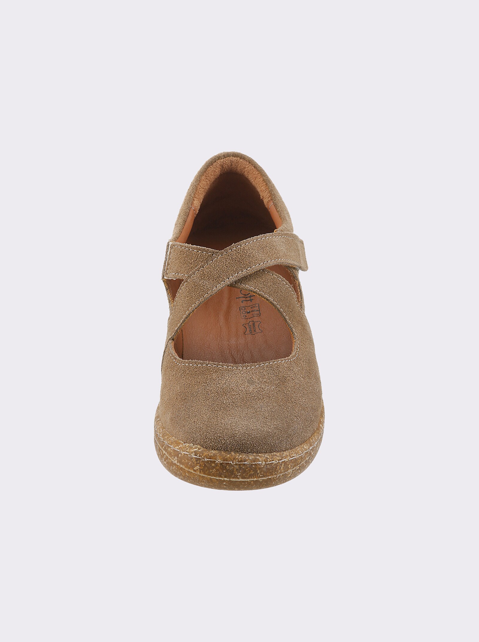 airsoft modern+ Slipper aus Veloursleder, Klettverschluss - beige