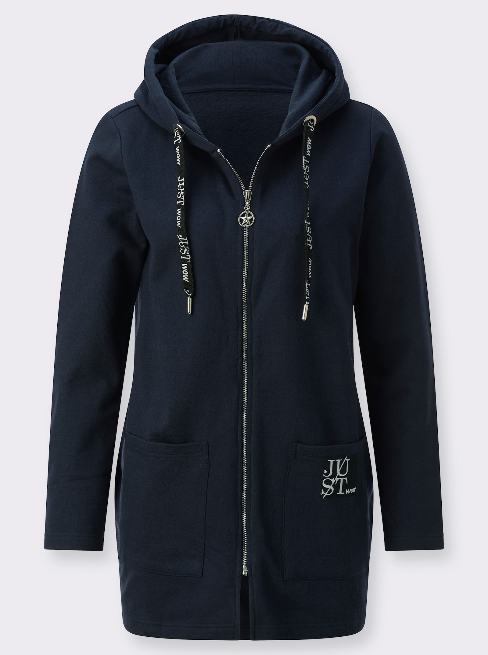 Sweatjacke mit Glitzer-Applikation hinten - marine