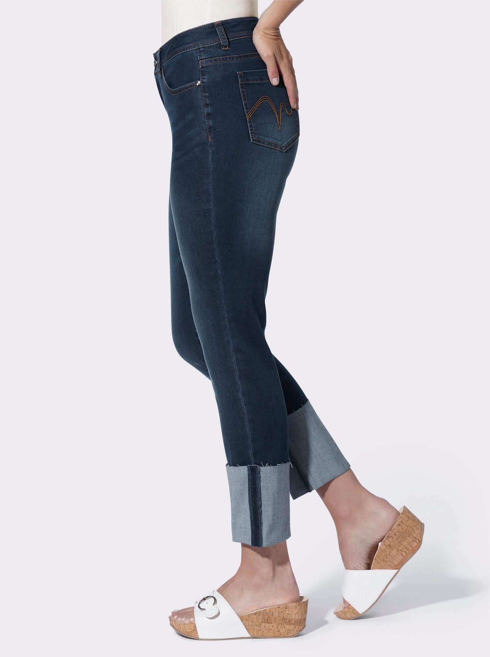 heine 7/8-Jeans mit hohem Beinaufschlag - blue-stone-washed