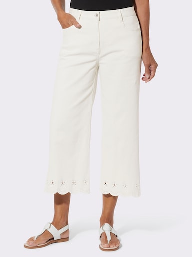 Jeans mit Taillenabnähern - ecru