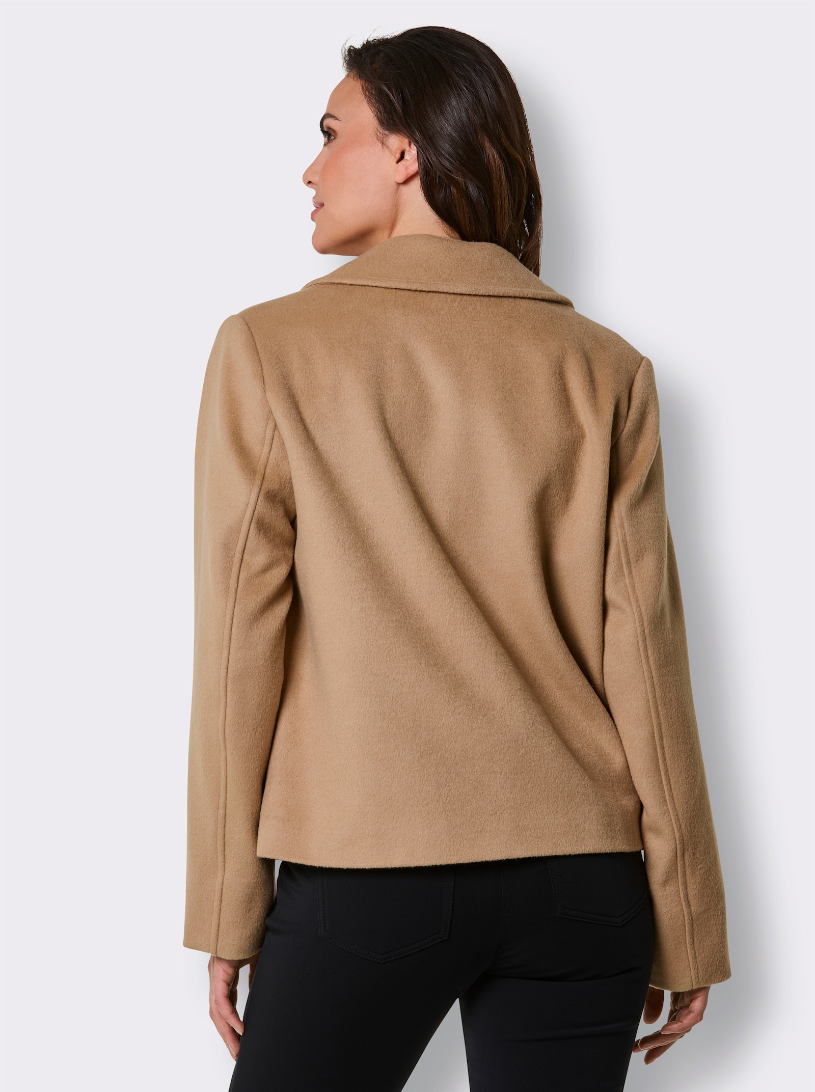 Manisa Wolljacke in Velours-Qualität - camel-meliert