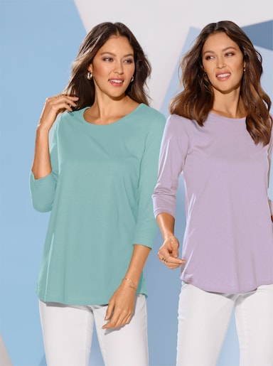Longshirt in der 2-Stück-Packung - flieder + mint