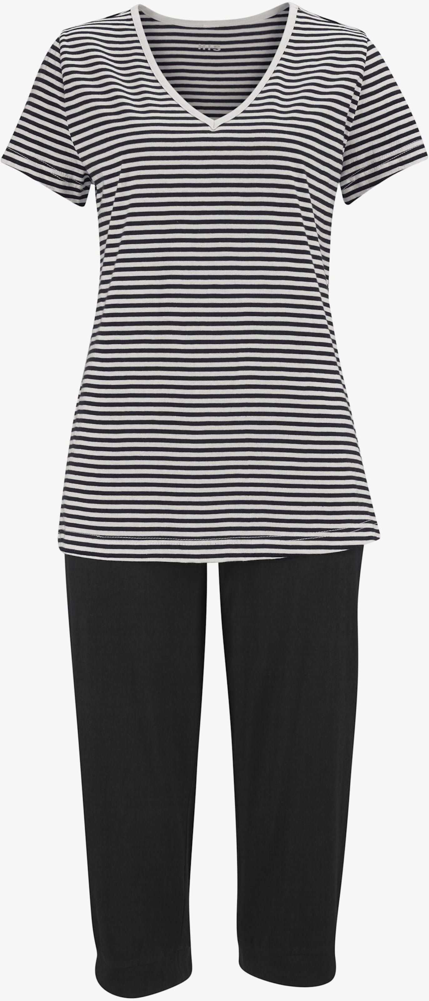 H.I.S Capri-Pyjama - schwarz-gestreift