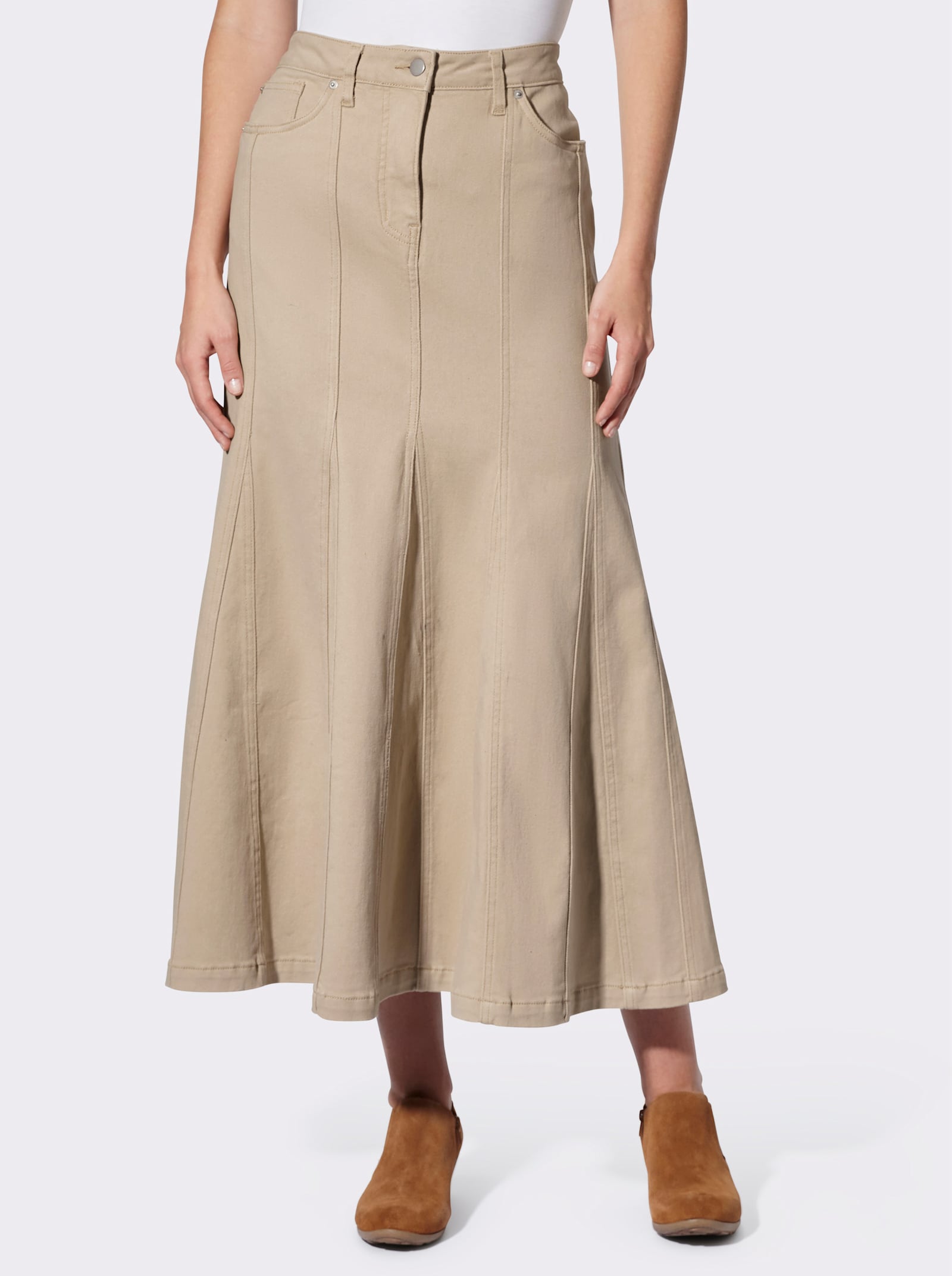 heine Godetrock aus Twill - beige