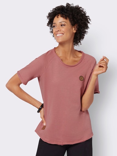 Sweatshirt mit offenen Kanten - rosenholz