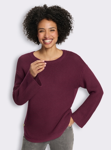 heine Langarm-Pullover mit Seitenschlitzen - bordeaux