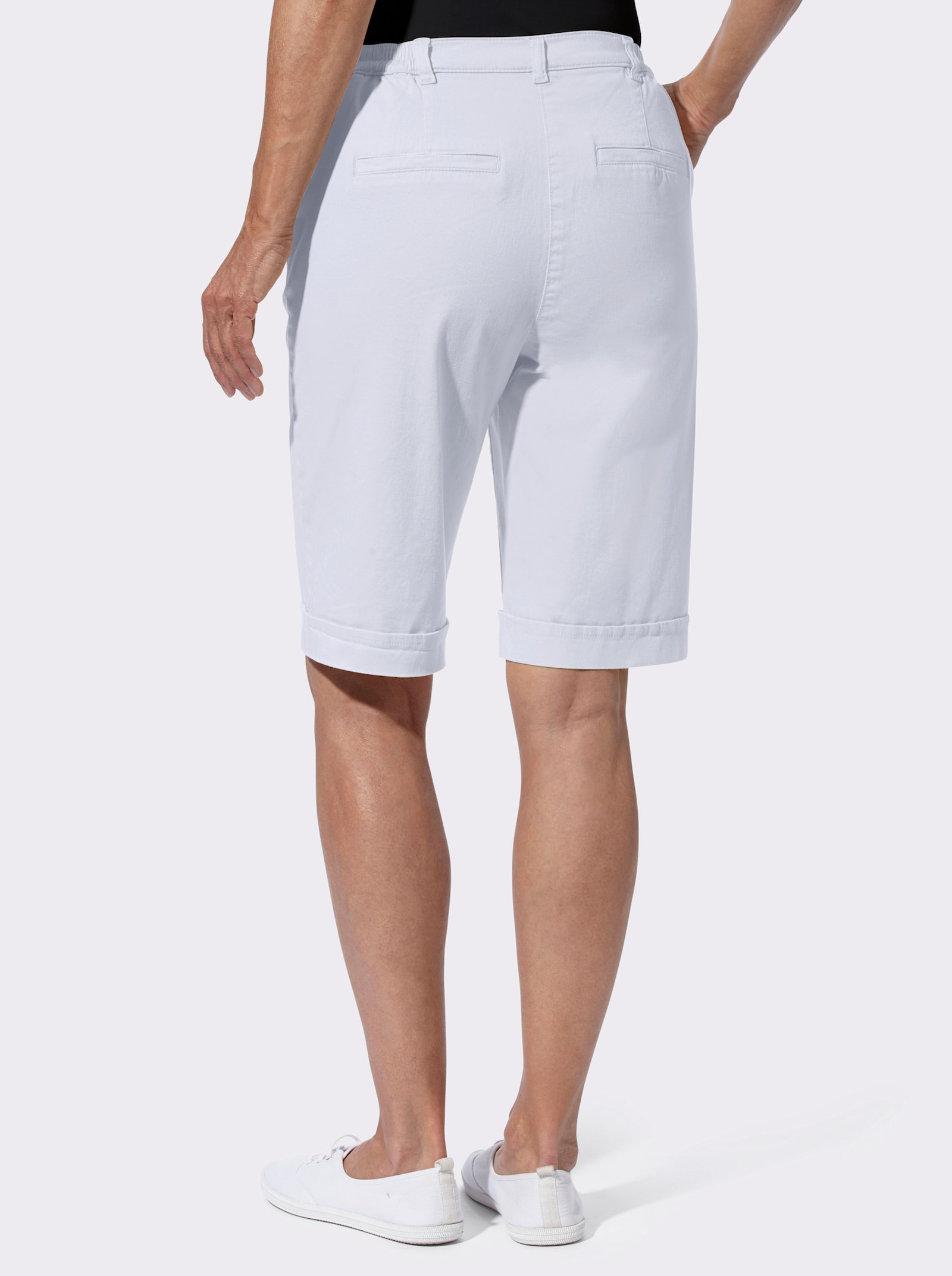 Jeansbermudas mit Dehnbund hinten - weiß