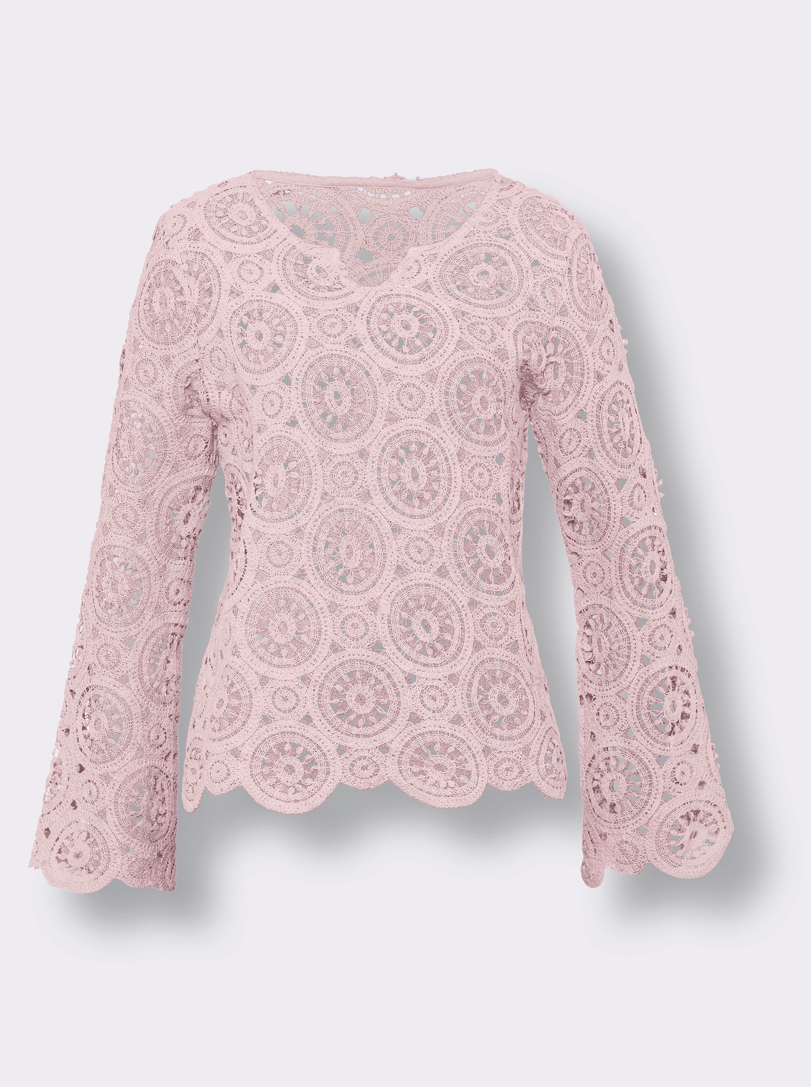 heine Langarmshirt aus Makramee-Spitze - hellrosé