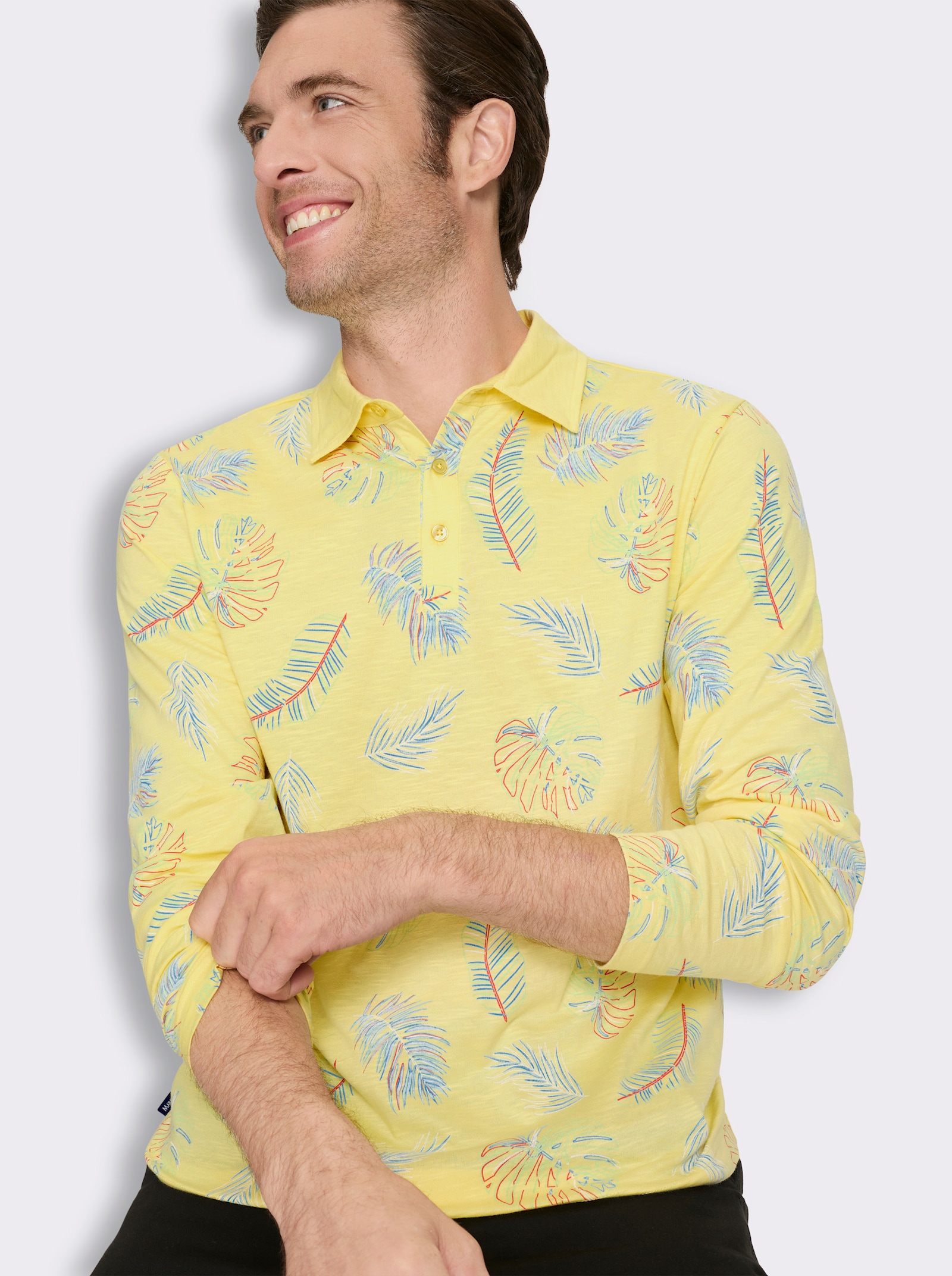 Marco Donati Langarmshirt aus Flammgarn - zitrone-bedruckt