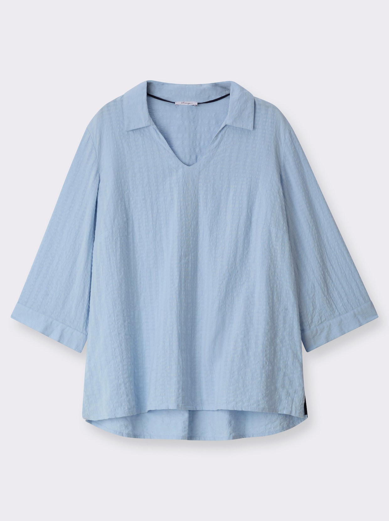 sheego Tunika mit Hemdkragen, in Seersucker-Qualität - hellblau