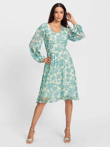 heine Druckkleid in Chiffon-Qualität, geblümt - champagner-mint-bedruckt