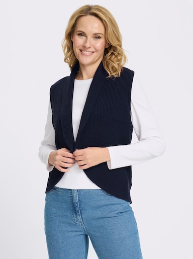 Strickweste mit Schalkragen - marine