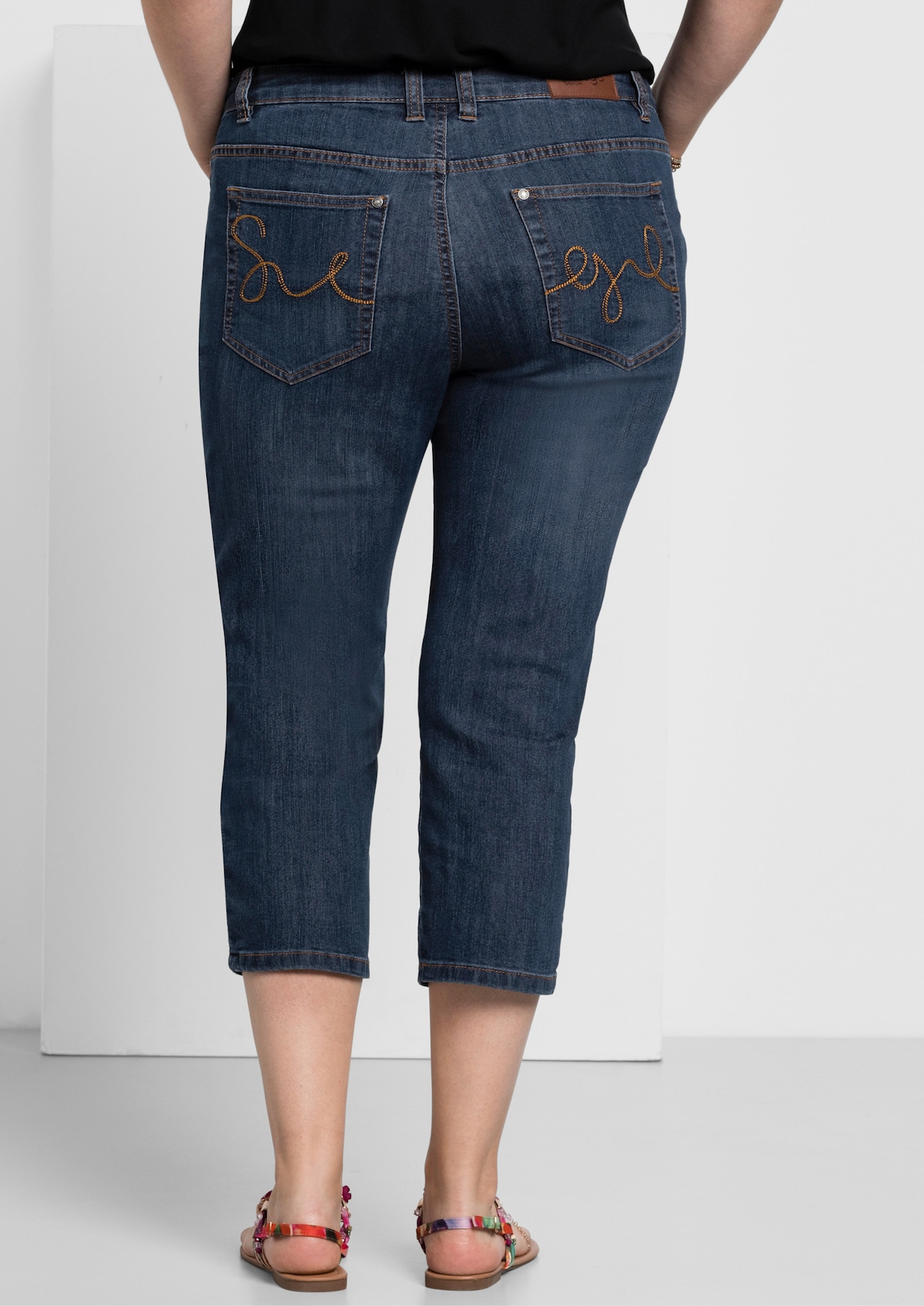 sheego Caprijeans - dark blue denim
