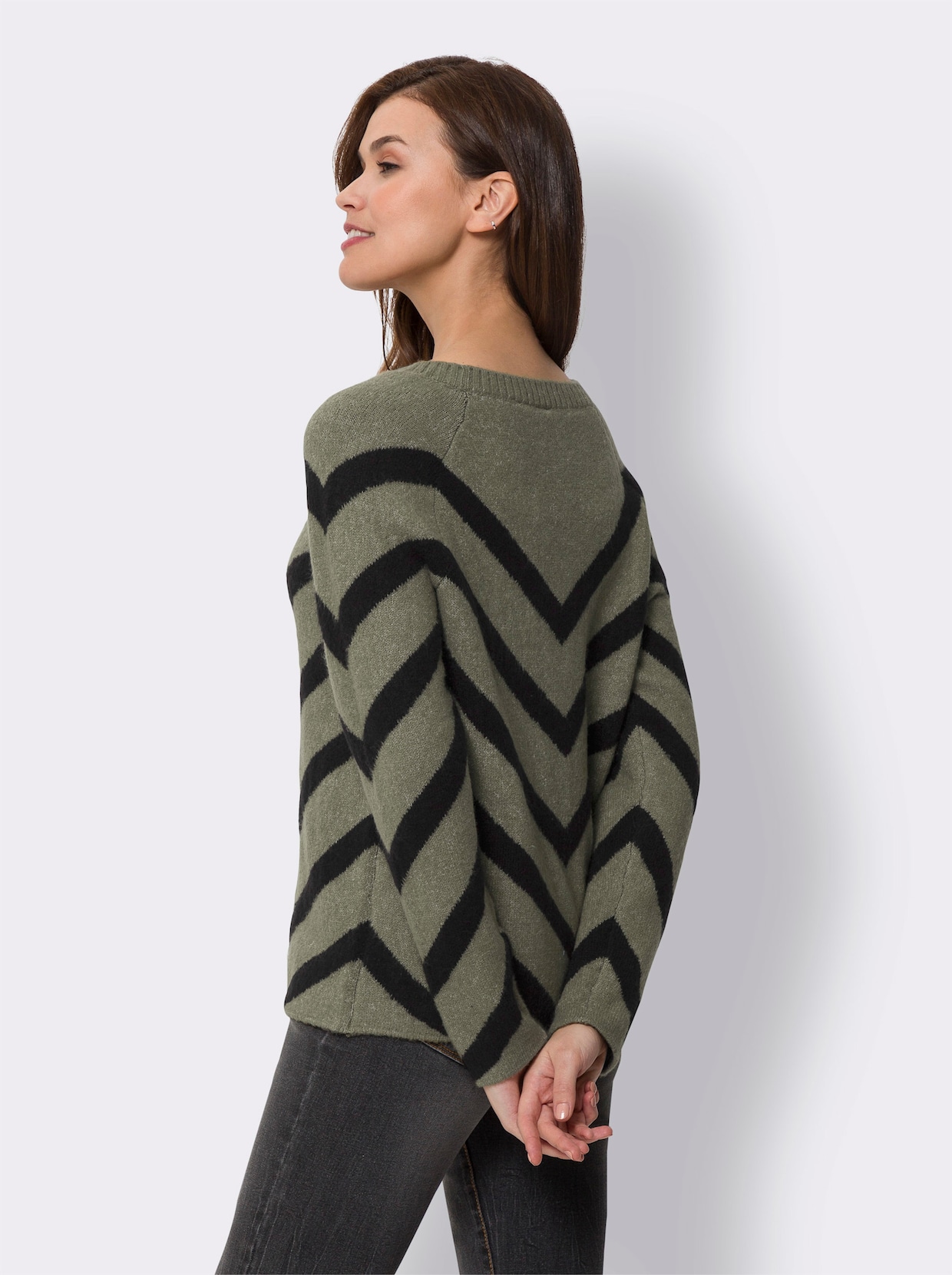 heine Pullover - khaki-schwarz-meliert