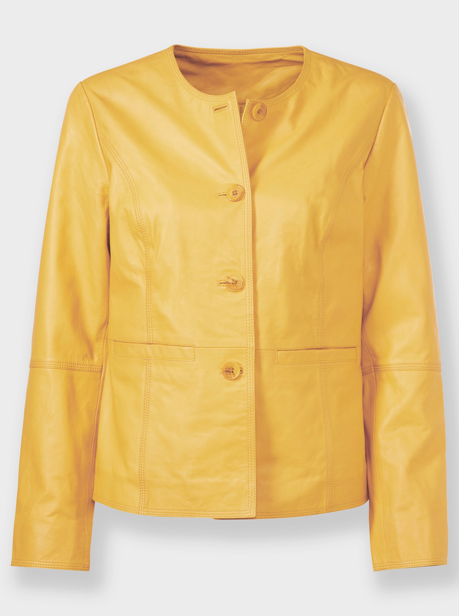 heine Veste en cuir avec poches, brillante - jaune soleil