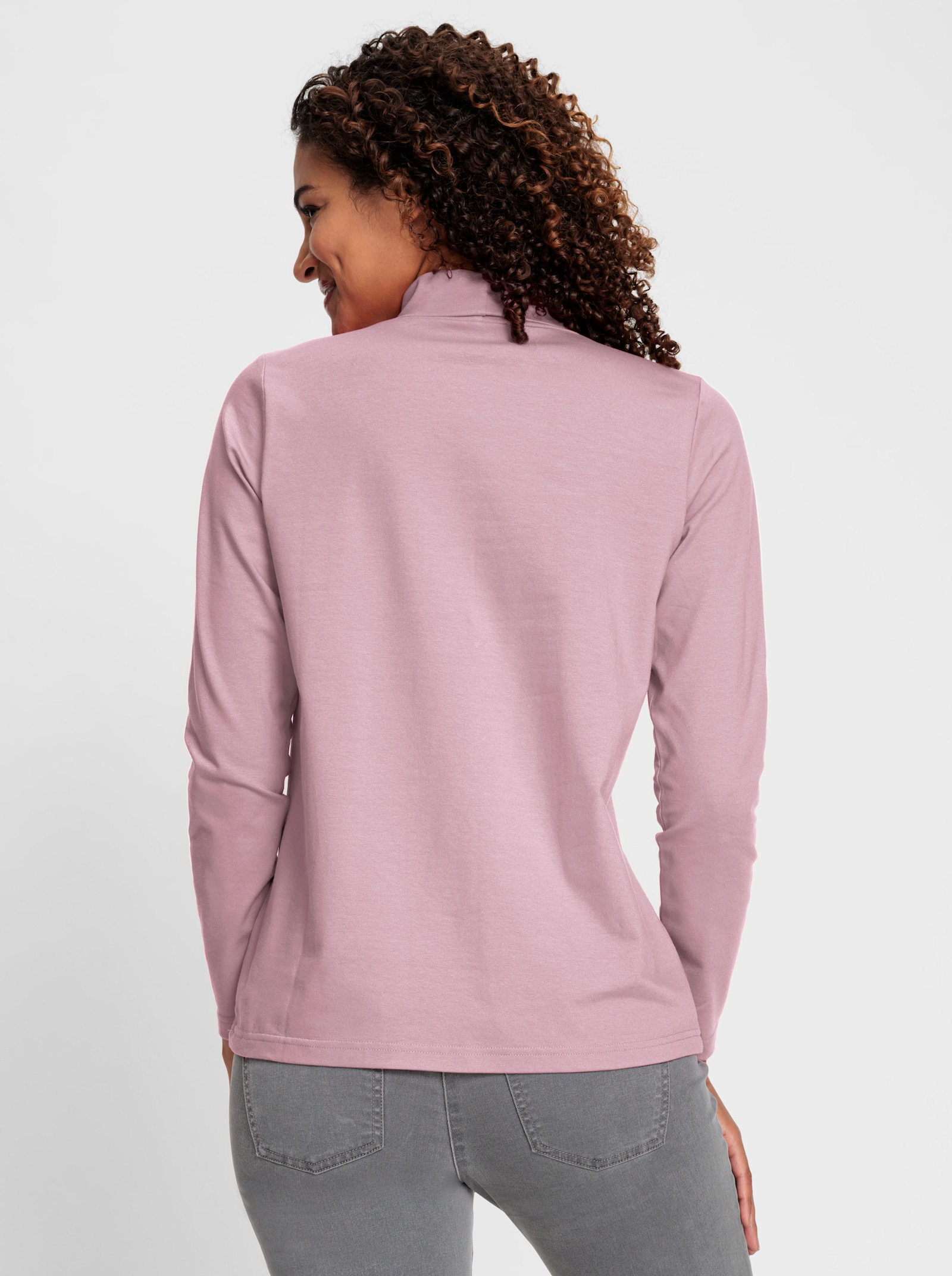 Rollkragenshirt mit zertifizierter Baumwolle - rosé