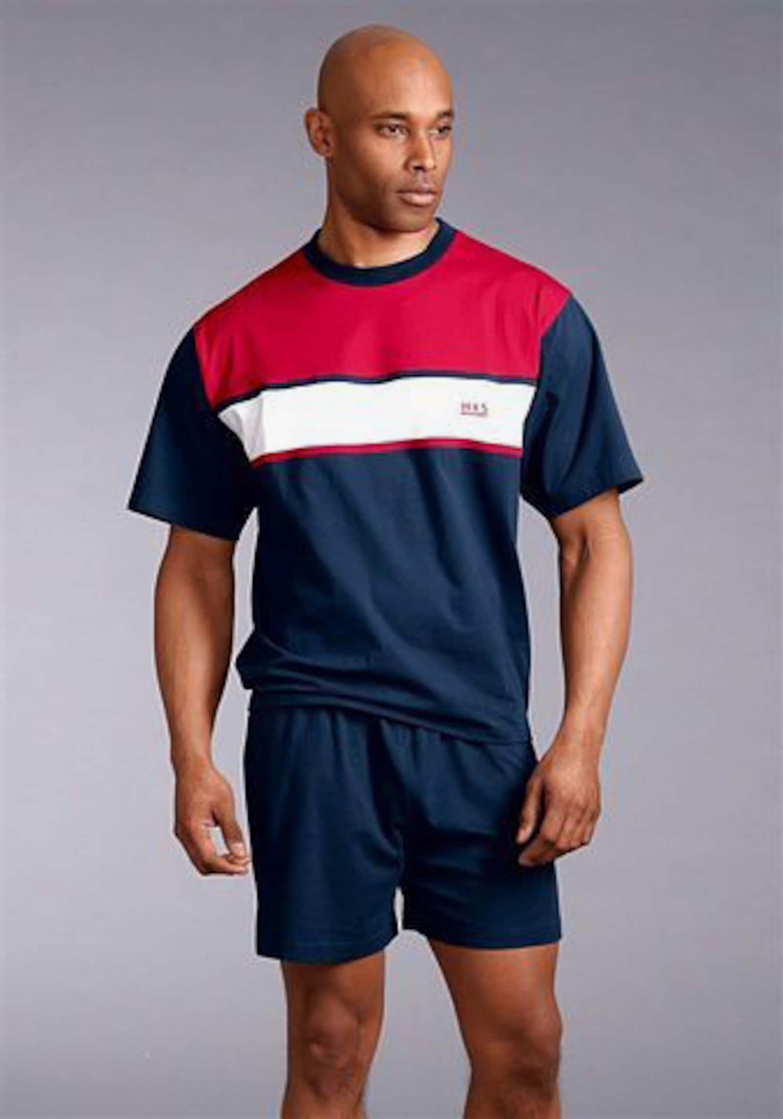 H.I.S Pyjama - marine-rot-weiß