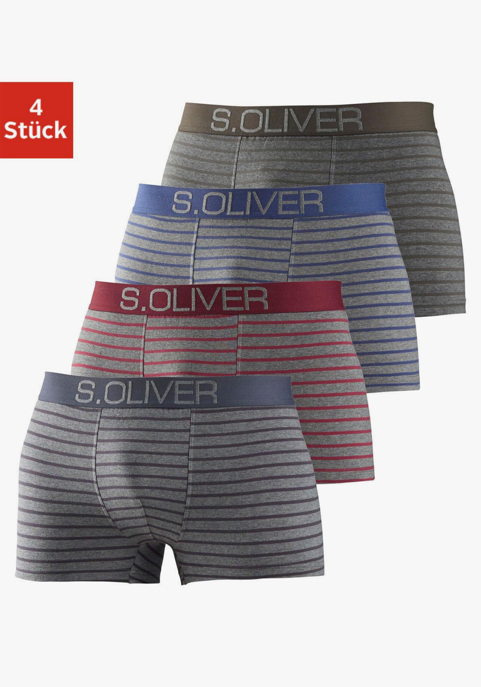 s.Oliver Boxer - grijs/antraciet gestreept / grijs/bordeaux gestreept / grijs/blauw gestreept / grijs/kaki gestreept